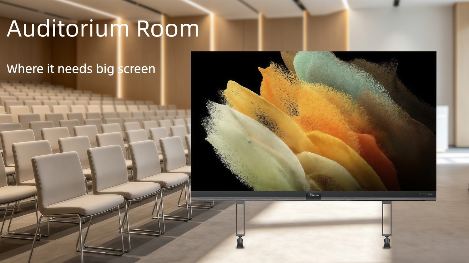 Auditorium room with large AIO LED screen where it needs a big screen