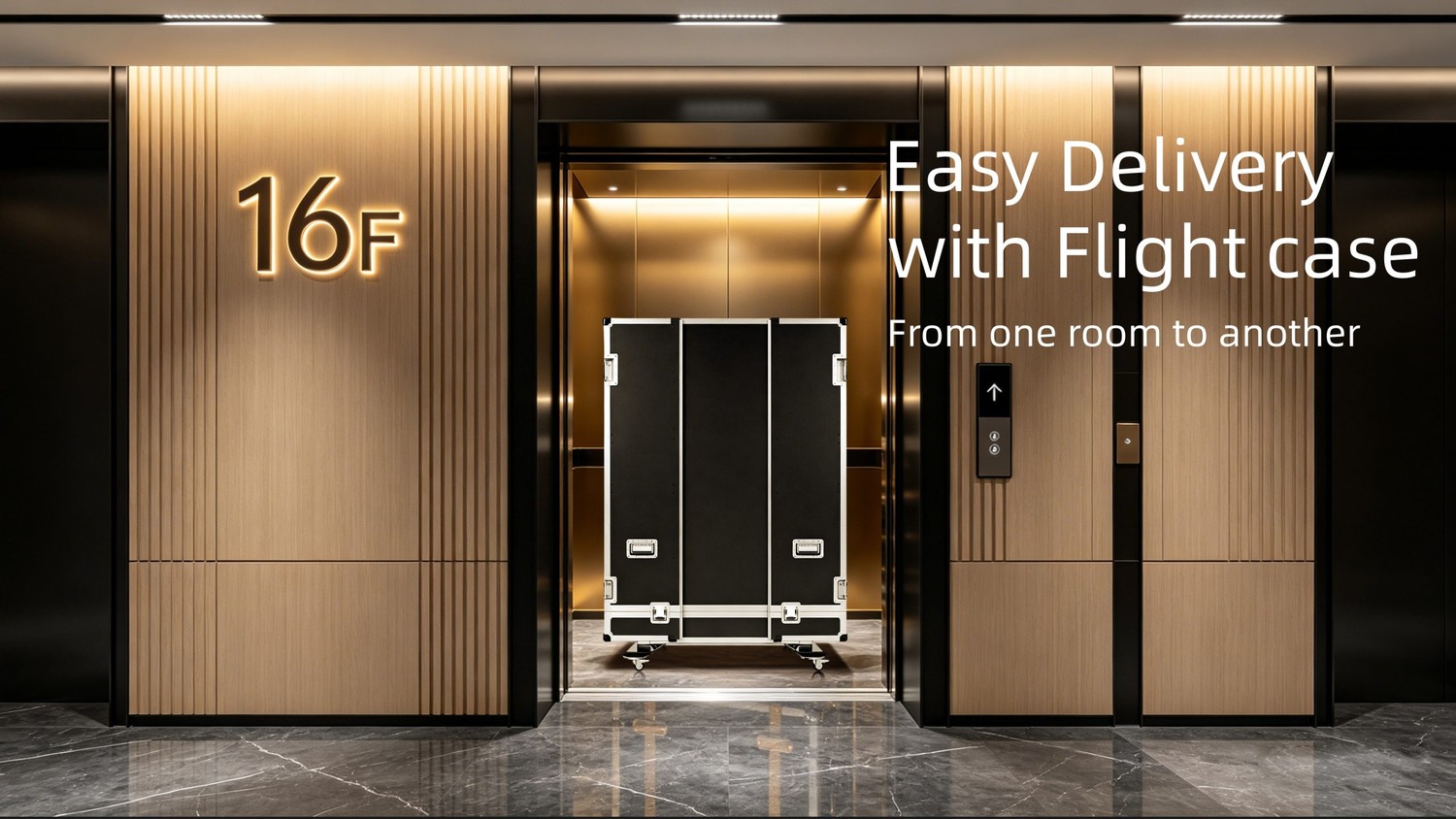 AIO LED easy delivery with flightcase between rooms