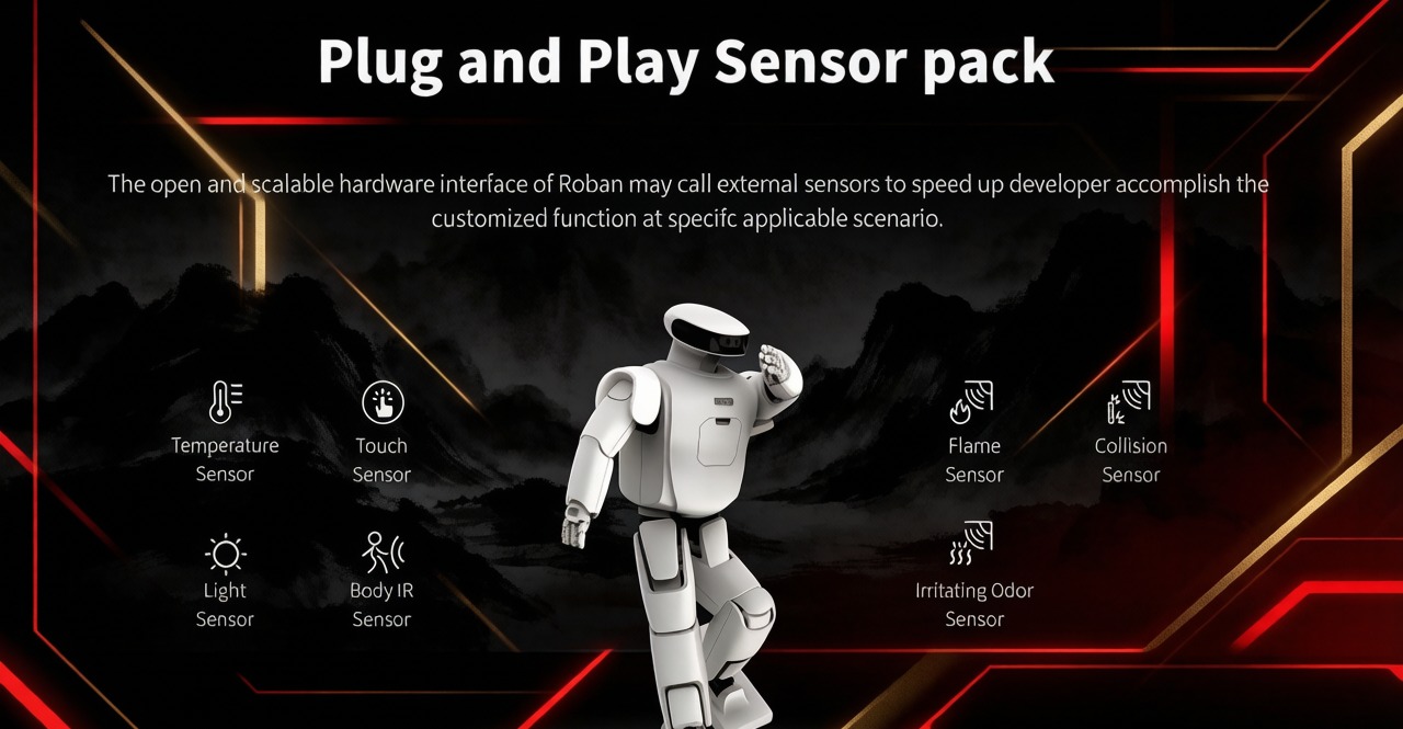 Roban humanoid robot with sensors