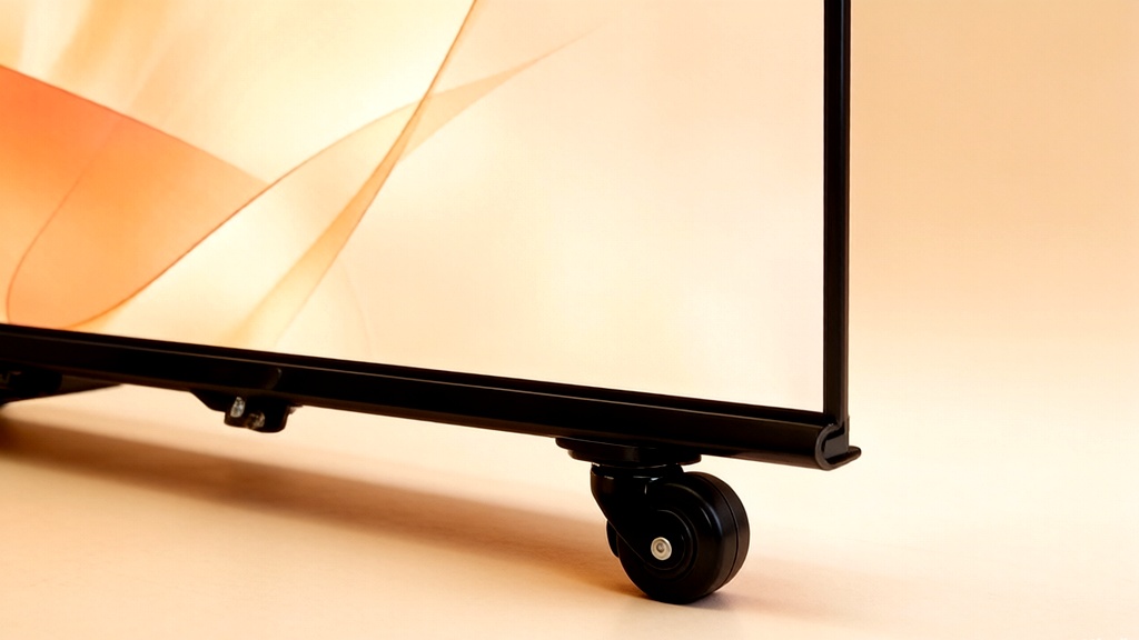LED poster mounted on universal wheels for easy movement