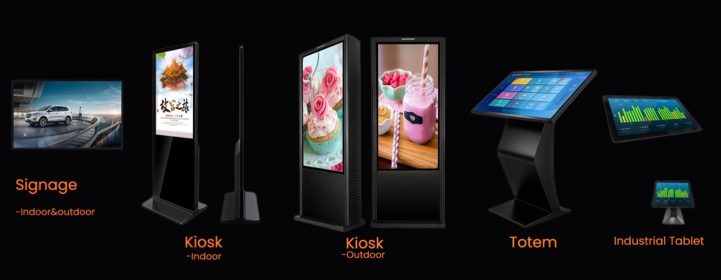Digital signage, kiosk, totem and industrial tablet product overview