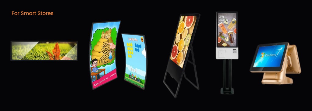 Digital signage and interactive kiosk for smart retail stores